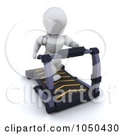 Poster, Art Print Of 3d White Character Walking On A Treadmill
