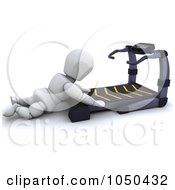 Poster, Art Print Of 3d White Character Falling On A Treadmill