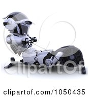Poster, Art Print Of 3d Robot Exercising On A Rowing Machine