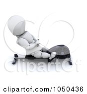 Poster, Art Print Of 3d White Character Using A Rower