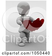 Poster, Art Print Of 3d White Character Holding A Heart Valentine