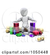 3d White Character With Electronic Components