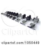 Royalty Free RF Clip Art Illustration Of A Row Of 3d Rowing Machines by KJ Pargeter