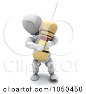 3d White Character Holding A Resistor
