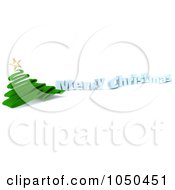 Poster, Art Print Of 3d 3d Christmas Tree With Blue Merry Christmas Text