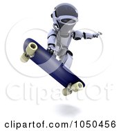 Royalty Free RF Clip Art Illustration Of A 3d Robot Skateboarding 2