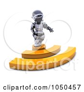 Poster, Art Print Of 3d Robot Standing On An Rss Symbol