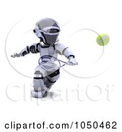 Royalty Free RF Clip Art Illustration Of A 3d Robot Playing Tennis 3