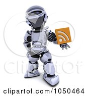 Poster, Art Print Of 3d Robot Holding An Rss Symbol