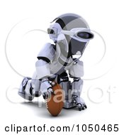 Royalty Free RF Clip Art Illustration Of A 3d Robot Playing Football 3