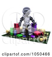 3d Robot Surrounded By Computer Components