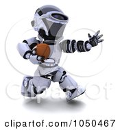 Royalty Free RF Clip Art Illustration Of A 3d Robot Playing Football 2