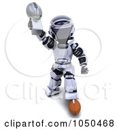 Poster, Art Print Of 3d Football Robot Holding A Trophy