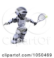 Poster, Art Print Of 3d Robot Playing Tennis - 2