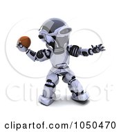 Royalty Free RF Clip Art Illustration Of A 3d Robot Playing Football 1