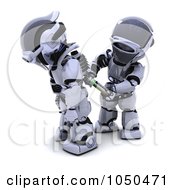 Poster, Art Print Of 3d Robot Inserting A New Battery In Another Robot