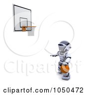 Royalty Free RF Clip Art Illustration Of A 3d Robot Playing Basketball 1