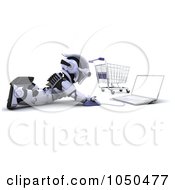 Poster, Art Print Of 3d Robot Shopping Online