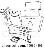 Poster, Art Print Of Line Art Design Of A Happy Mover Man Carrying Boxes