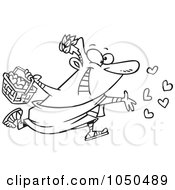 Royalty Free RF Clip Art Illustration Of A Line Art Design Of A Man Spreading Love Confetti