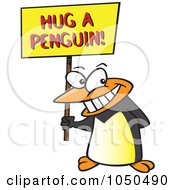 Poster, Art Print Of Penguin Holding A Hug A Penguin Awareness Sign