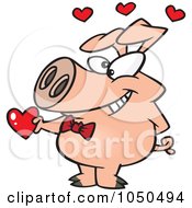 Royalty Free RF Clip Art Illustration Of A Valentine Pig Giving A Heart