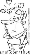 Royalty Free RF Clip Art Illustration Of A Line Art Design Of A Man With A Fleeting Thought by toonaday