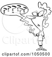 Royalty Free RF Clip Art Illustration Of A Line Art Design Of A Confused Businesswoman Questioning