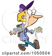 Royalty Free RF Clip Art Illustration Of A Geocaching Lady Holding A Gps Device