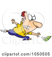 Poster, Art Print Of Cartoon Man Chasing His Last Dollar