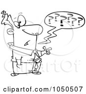 Royalty Free RF Clip Art Illustration Of A Line Art Design Of A Confused Businessman Questioning by toonaday