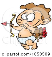Royalty Free RF Clip Art Illustration Of A Little Cupid Practicing With Arrows by toonaday