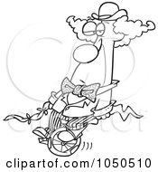 Poster, Art Print Of Line Art Design Of A Bored Clown On A Unicycle
