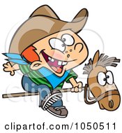 Poster, Art Print Of Kid Cowboy Riding A Stick Pony