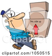 Happy Mover Man Carrying Boxes