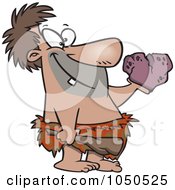 Poster, Art Print Of Cartoon Caveman Holding A Stone Heart