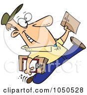 Royalty Free RF Clip Art Illustration Of A Cartoon Courier Man Delivering An Envelope