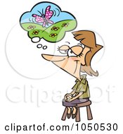 Royalty Free RF Clip Art Illustration Of A Woman Thinking Of Her Happy Place