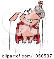 Royalty Free RF Clip Art Illustration Of A Flying Super Pig by toonaday