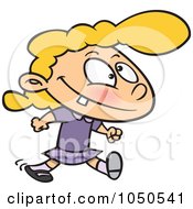 Royalty Free RF Clip Art Illustration Of A Happy Girl Walking