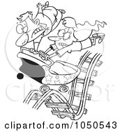 Royalty Free RF Clip Art Illustration Of A Line Art Design Of A Couple Hitting Ups And Downs On A Roller Coaster