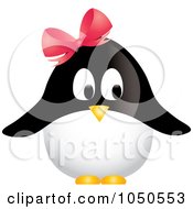 Poster, Art Print Of Female Penguin Wearing A Pink Bow