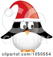 Poster, Art Print Of Christmas Penguin Wearing A Santa Hat