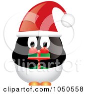 Poster, Art Print Of Male Christmas Penguin Holding A Gift