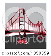 Royalty Free RF Clip Art Illustration Of The Golden Gate Bridge San Francisco In Red And Black