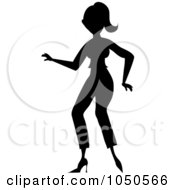 Royalty Free RF Clip Art Illustration Of A Silhouetted Funky Woman Dancing