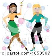 Poster, Art Print Of Funky Hispanic And White Women Dancing With A Cocktail