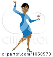 Funky Black Woman Dancing With A Cocktail