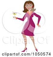 Royalty Free RF Clip Art Illustration Of A Funky White Woman Dancing With A Cocktail by Pams Clipart