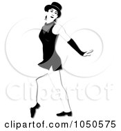 Royalty Free RF Clip Art Illustration Of A Black And White Female Jazz Dancer 2